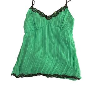 Green Lace Trim Women's Top